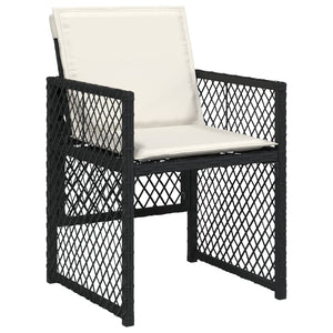 Set da Pranzo da Giardino 7 pz Nero con Cuscini in Polyrattan 3210735
