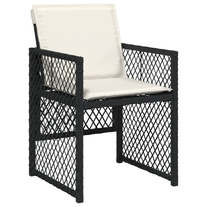 Set da Pranzo da Giardino 7 pz Nero con Cuscini in Polyrattan 3210735
