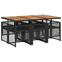 Set da Pranzo da Giardino 7 pz Nero con Cuscini in Polyrattan 3210735