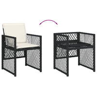 Set da Pranzo da Giardino 7 pz Nero con Cuscini in Polyrattan 3210735