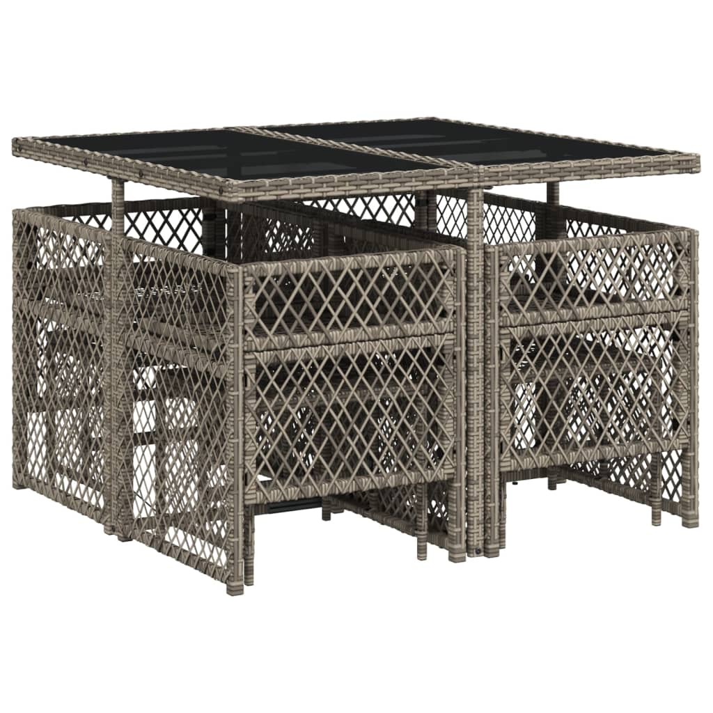 Set da Pranzo da Giardino 9 pz con Cuscini in Polyrattan Grigio 3210776