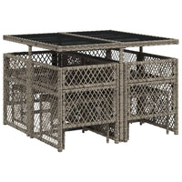 Set da Pranzo da Giardino 9 pz con Cuscini in Polyrattan Grigio 3210776