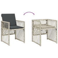 Set Pranzo da Giardino 9pz con Cuscini Grigio Chiaro Polyrattan 3210779