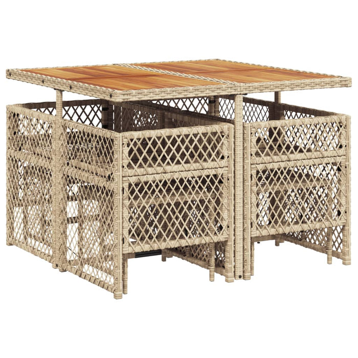 Set da Pranzo da Giardino 9 pz con Cuscini Beige in Polyrattan 3210784