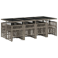 Set da Pranzo da Giardino 13pz con Cuscini Grigio in Polyrattan 3210800