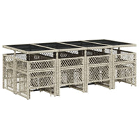 Set da Pranzo da Giardino 13pz con Cuscini Grigio in Polyrattan 3210803