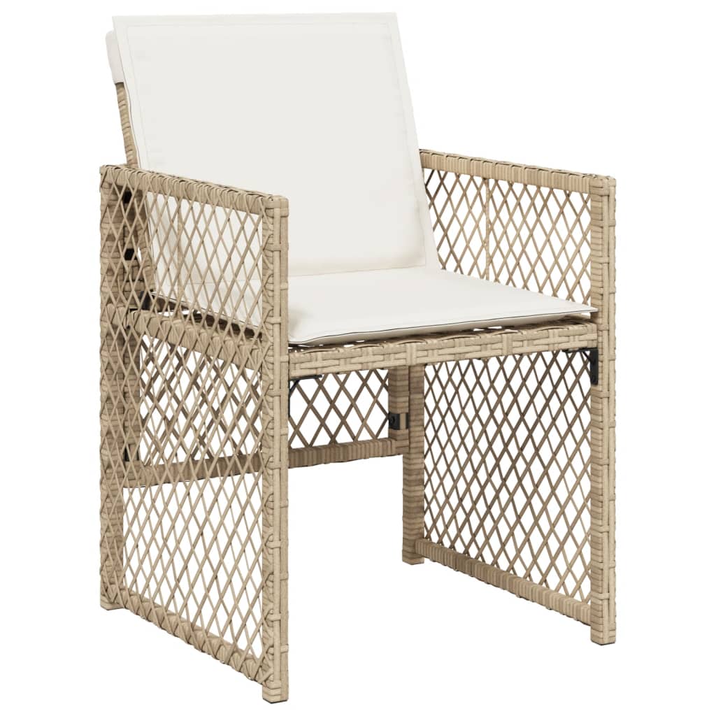 Set da Pranzo da Giardino 15 pz con Cuscini Beige in Polyrattan 3210820