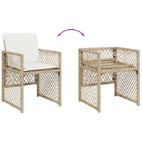 Set da Pranzo da Giardino 15 pz con Cuscini Beige in Polyrattan 3210820