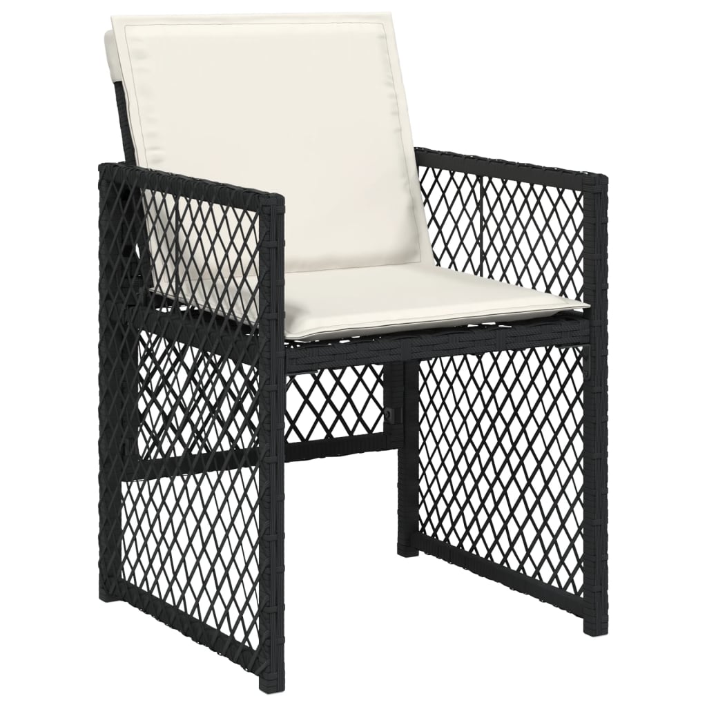 Set da Pranzo da Giardino 9 pz con Cuscini Nero in Polyrattan 3210834