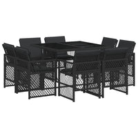 Set da Pranzo da Giardino 9 pz con Cuscini Nero in Polyrattan 3210835