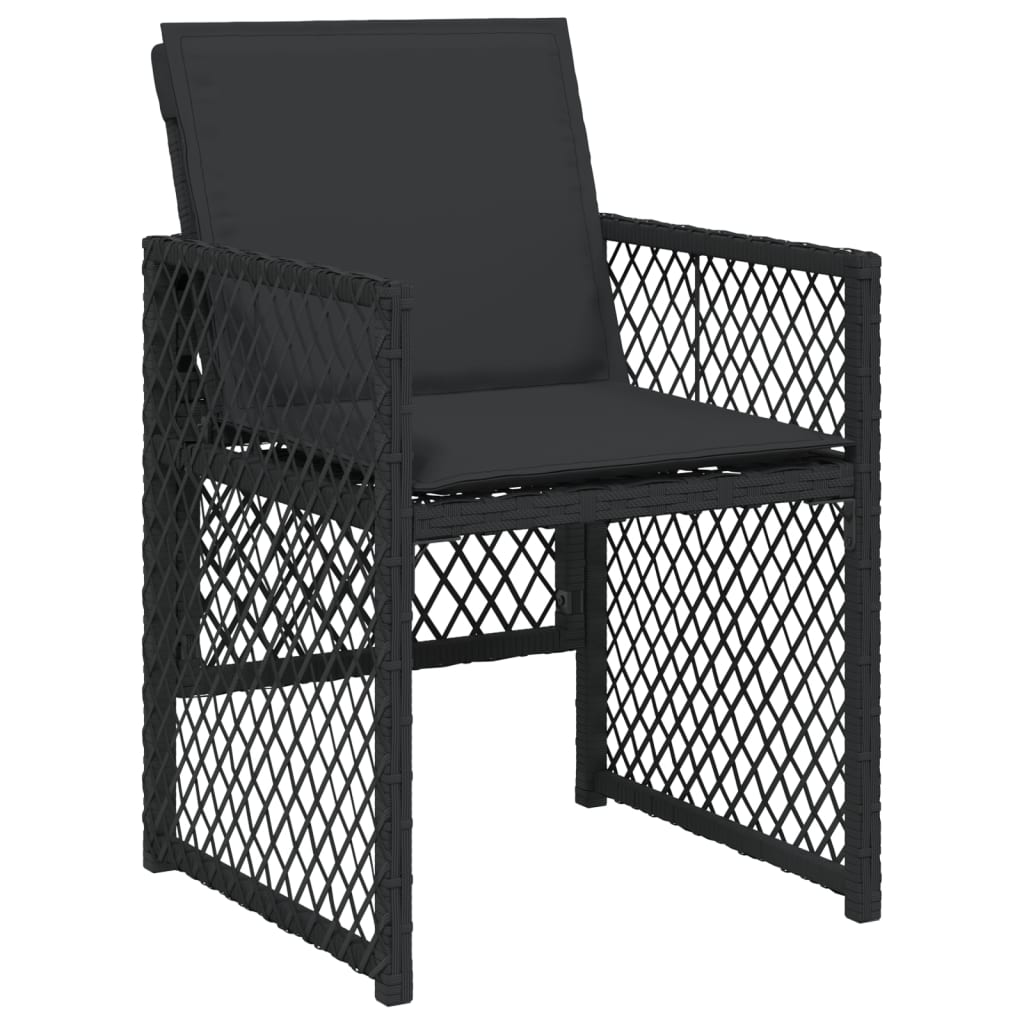 Set da Pranzo da Giardino 9 pz con Cuscini Nero in Polyrattan 3210835