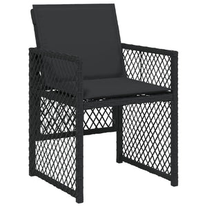 Set da Pranzo da Giardino 9 pz con Cuscini Nero in Polyrattan 3210835