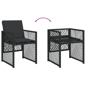 Set da Pranzo da Giardino 9 pz con Cuscini Nero in Polyrattan 3210835