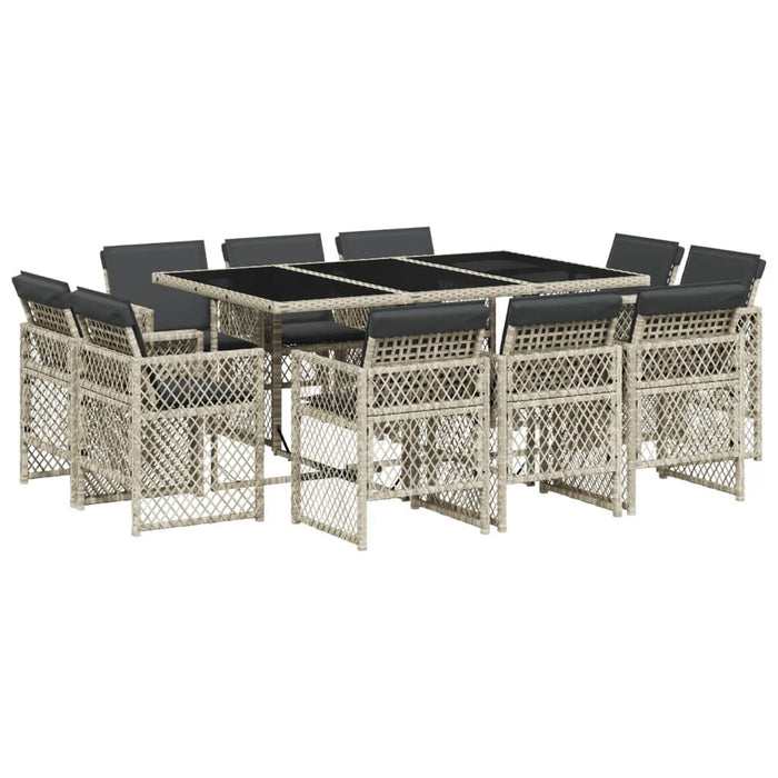 Set Pranzo Giardino 11pz con Cuscini Grigio Chiaro Polyrattan 3210851