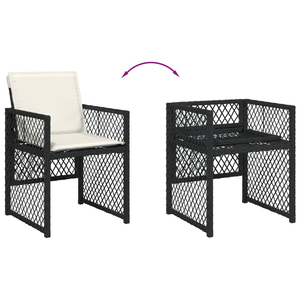 Set da Pranzo da Giardino 11 pz con Cuscini in Polyrattan Nero 3210855