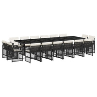 Set da Pranzo da Giardino 17 pz con Cuscini Nero in Polyrattan 3210882