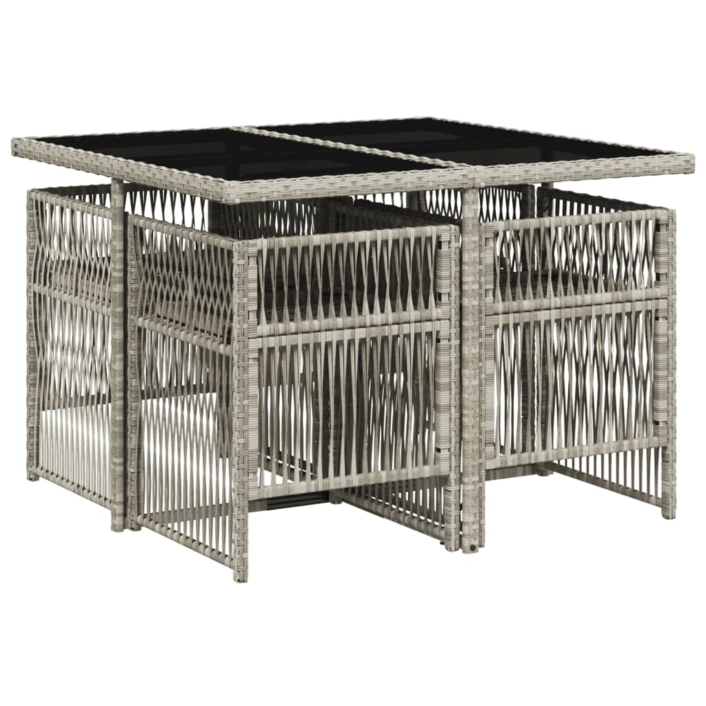 Set Pranzo da Giardino 5pz con Cuscini Grigio Chiaro Polyrattan 3210899