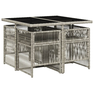 Set Pranzo da Giardino 5pz con Cuscini Grigio Chiaro Polyrattan 3210899