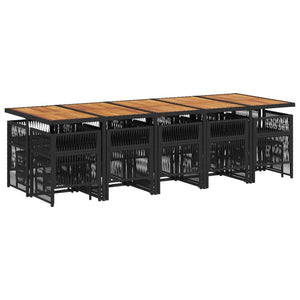 Set da Pranzo da Giardino 15 pz con Cuscini Nero in Polyrattan 3210999