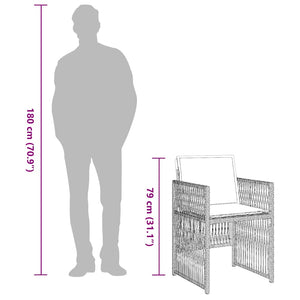 Set da Pranzo da Giardino 13pz con Cuscini Grigio in Polyrattan 3211043
