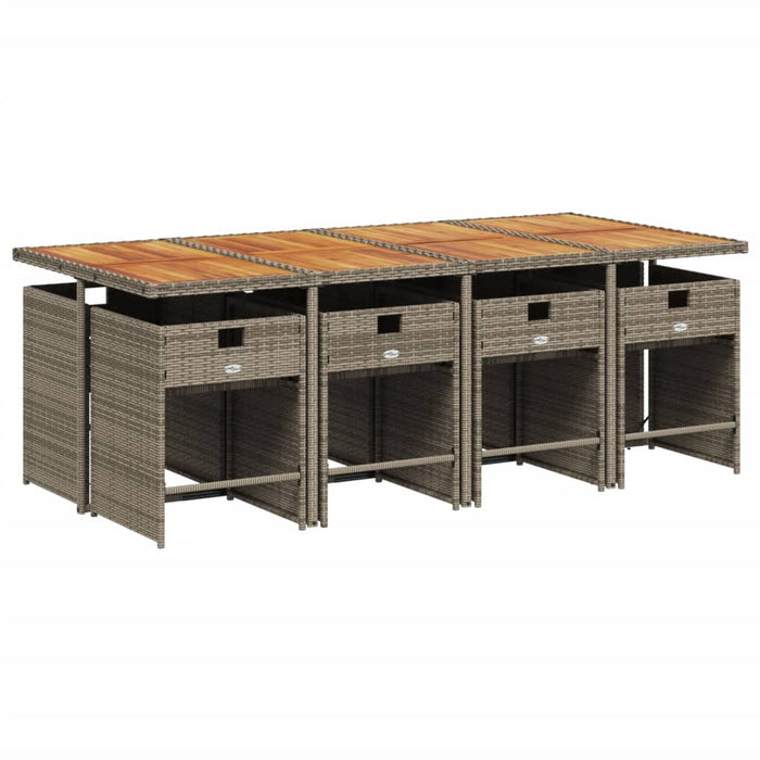 Set da Pranzo da Giardino 9 pz con Cuscini in Polyrattan Grigio 3211106