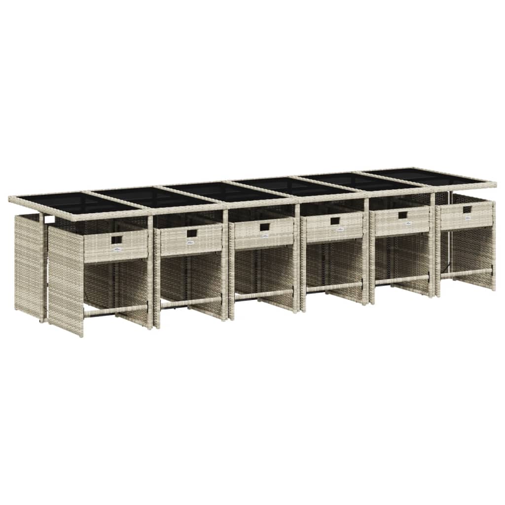 Set da Pranzo da Giardino 13pz con Cuscini Grigio in Polyrattan 3211127