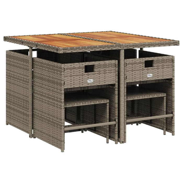 Set da Pranzo da Giardino 9 pz con Cuscini in Polyrattan Grigio 3211142