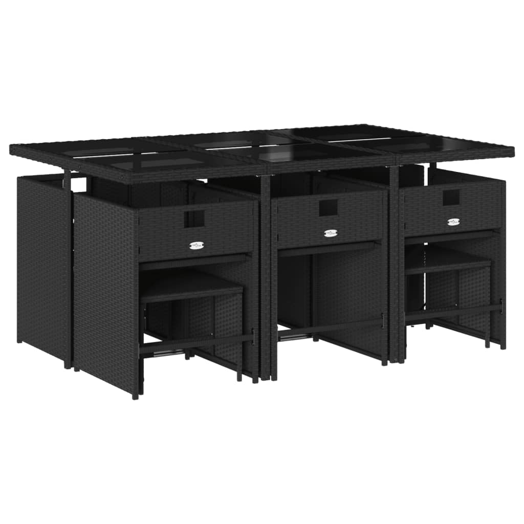 Set da Pranzo da Giardino 11 pz con Cuscini in Polyrattan Nero 3211147