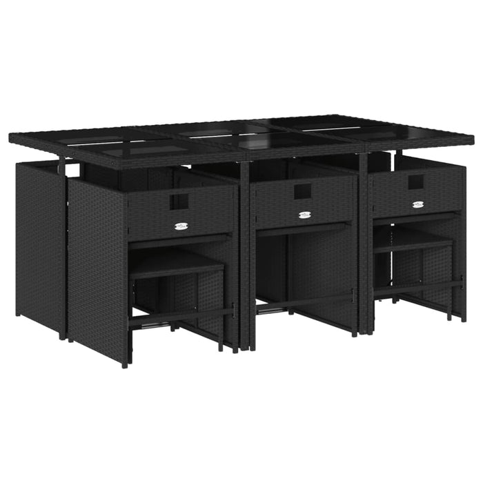 Set da Pranzo da Giardino 11 pz con Cuscini in Polyrattan Nero 3211147