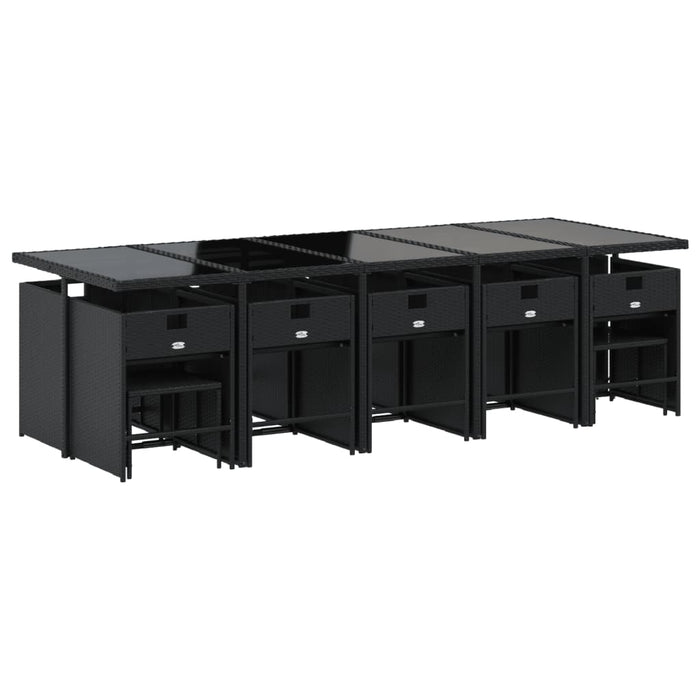 Set da Pranzo da Giardino 15 pz con Cuscini Nero in Polyrattan 3211171