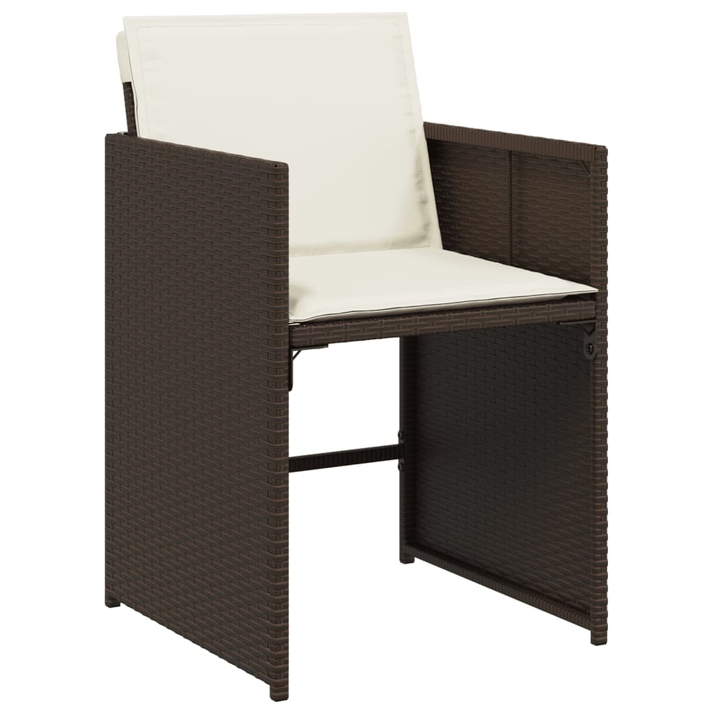 Set da Pranzo da Giardino 15 pz con Cuscini Marrone Polyrattan 3211173