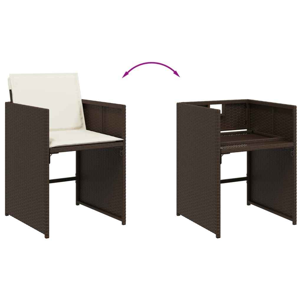 Set da Pranzo da Giardino 15 pz con Cuscini Marrone Polyrattan 3211173