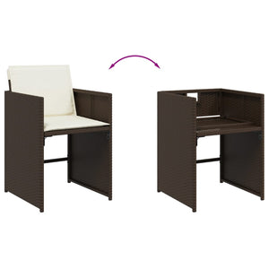 Set da Pranzo da Giardino 17 pz con Cuscini Marrone Polyrattan 3211185