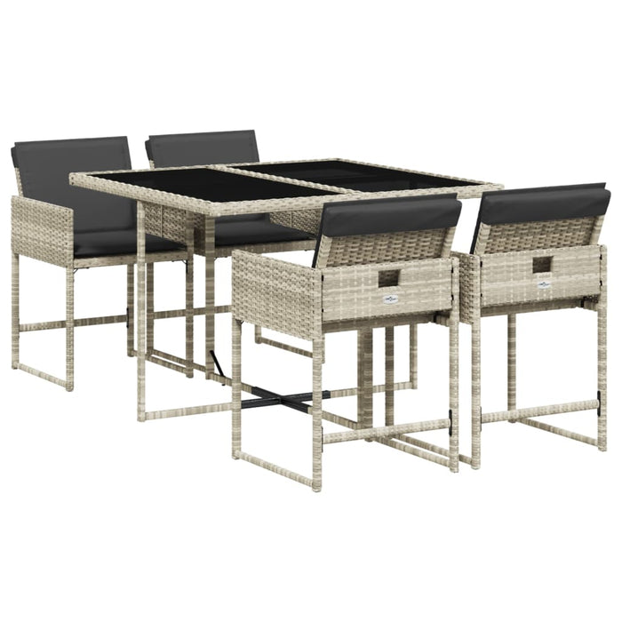 Set Pranzo da Giardino 5pz con Cuscini Grigio Chiaro Polyrattan 3211259