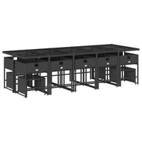 Set da Pranzo da Giardino 15 pz con Cuscini Nero in Polyrattan