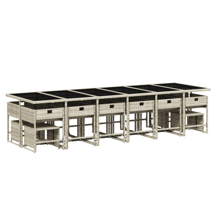 Set da Pranzo da Giardino 17pz con Cuscini Grigio in Polyrattan 3211367