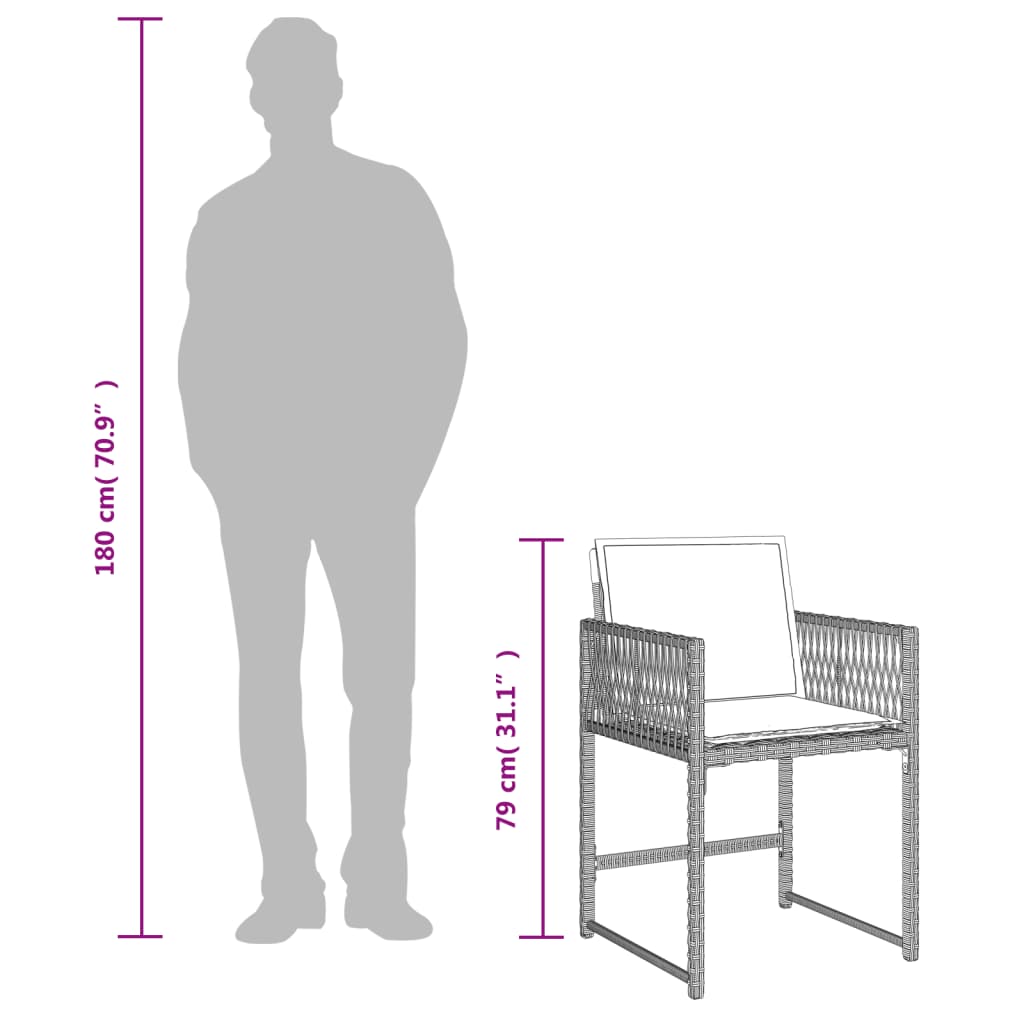 Set Pranzo da Giardino 5pz con Cuscini Grigio Chiaro Polyrattan 3211439
