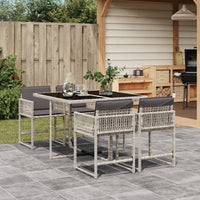 Set Pranzo da Giardino 5pz con Cuscini Grigio Chiaro Polyrattan 3211439