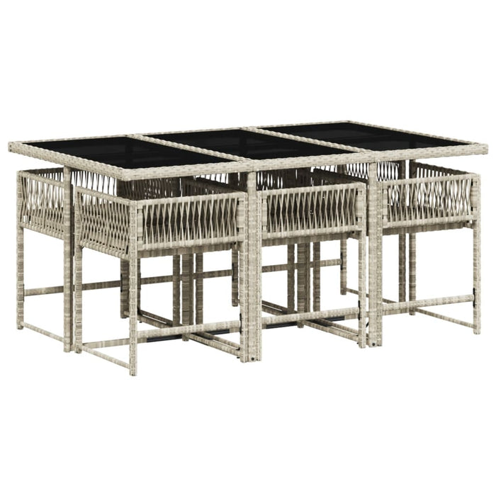 Set da Pranzo da Giardino 7 pz Cuscini Polyrattan Grigio Chiaro 3211451