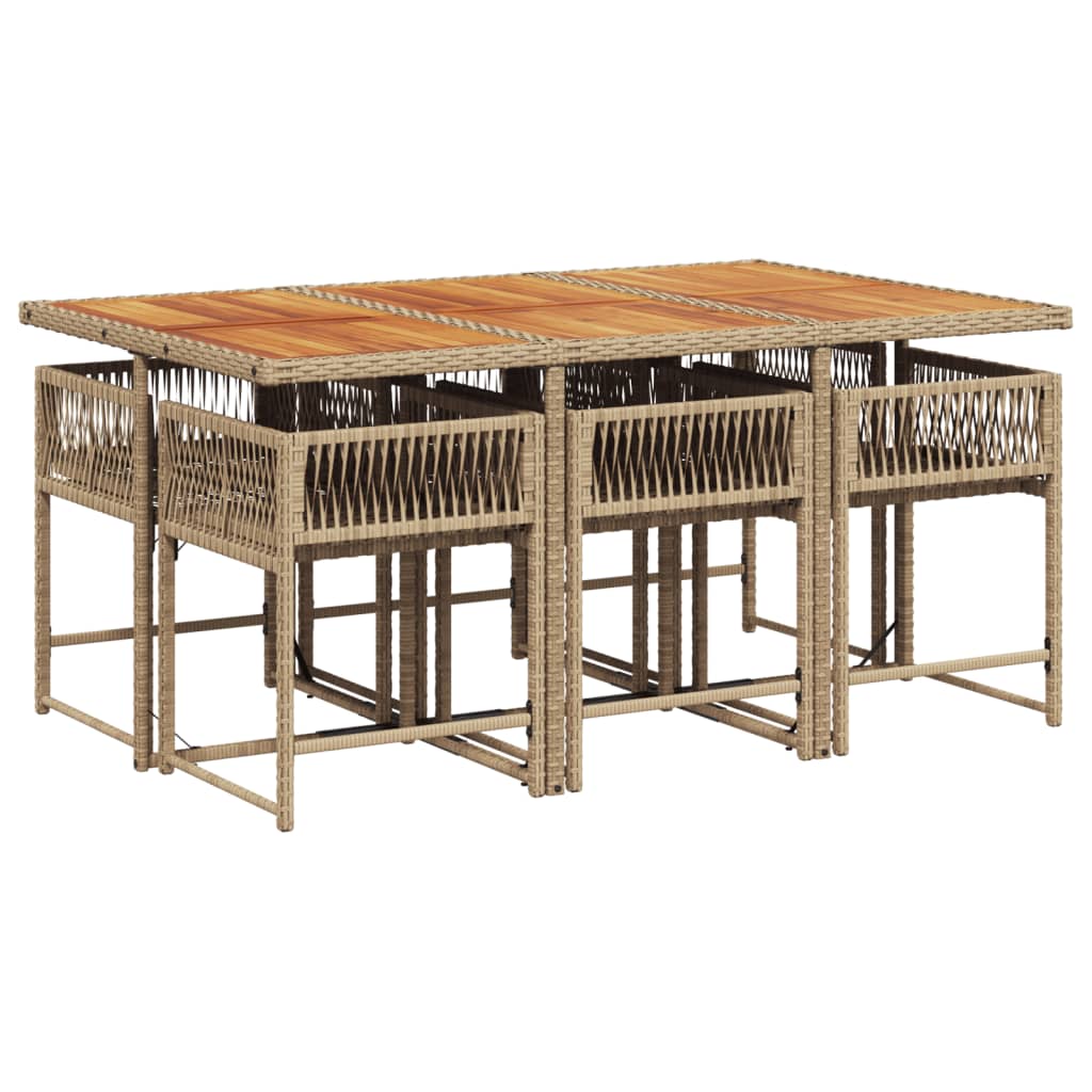 Set da Pranzo da Giardino 7 pz con Cuscini Beige in Polyrattan 3211456