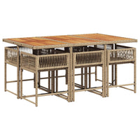 Set da Pranzo da Giardino 7 pz con Cuscini Beige in Polyrattan 3211456