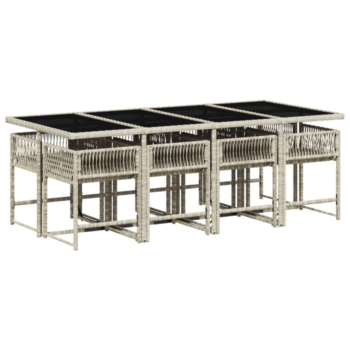 Set Pranzo da Giardino 9pz con Cuscini Grigio Chiaro Polyrattan 3211463