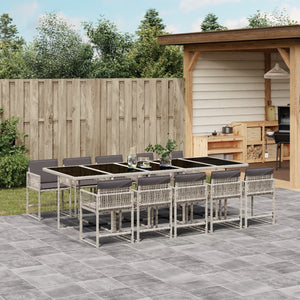 Set Pranzo Giardino 11pz con Cuscini Grigio Chiaro Polyrattan 3211475