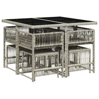 Set Pranzo da Giardino 9pz con Cuscini Grigio Chiaro Polyrattan 3211499