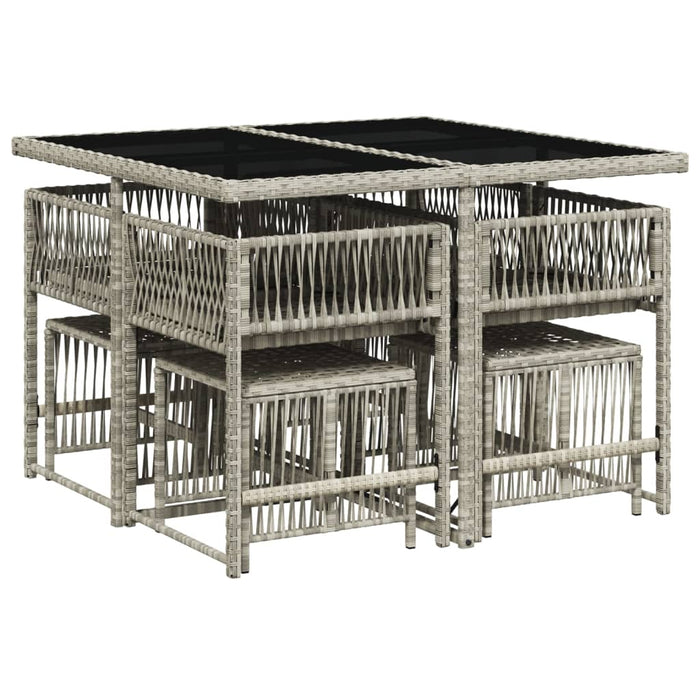 Set Pranzo da Giardino 9pz con Cuscini Grigio Chiaro Polyrattan 3211499