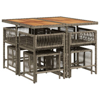 Set da Pranzo da Giardino 9 pz con Cuscini in Polyrattan Grigio 3211502