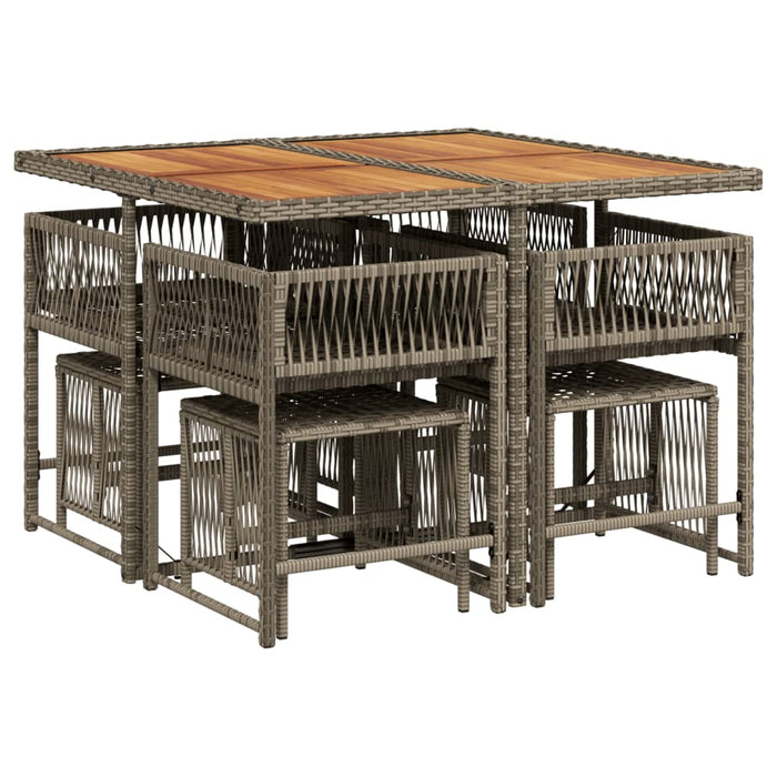 Set da Pranzo da Giardino 9 pz con Cuscini in Polyrattan Grigio 3211502