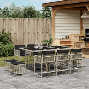 Set Pranzo Giardino 11pz con Cuscini Grigio Chiaro Polyrattan 3211511