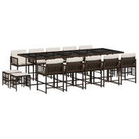 Set da Pranzo da Giardino 15 pz con Cuscini Marrone Polyrattan 3211533