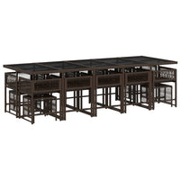 Set da Pranzo da Giardino 15 pz con Cuscini Marrone Polyrattan 3211533